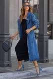 Baggy Double Pocket Denim Belted Jacket