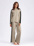 Color Contrast Sweater and Cropped Pants Set