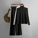 Color Contrast Sweater and Cropped Pants Set