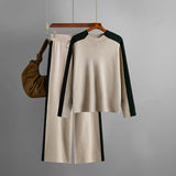 Color Contrast Sweater and Cropped Pants Set