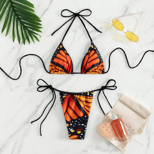 Neckholder-Bikini mit Grafikdruck