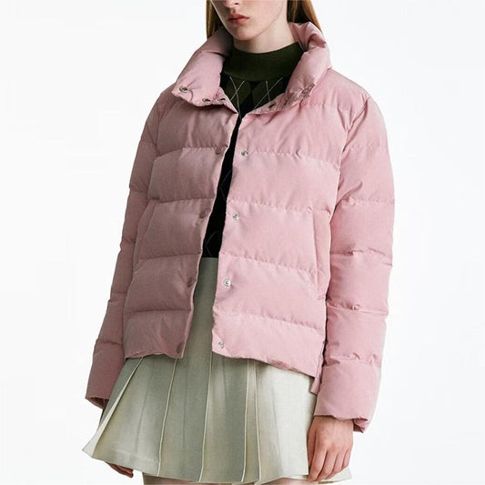 Slim Fit Rosafarbener Wintermantel mit Baumwollwattierung