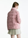 Slim Fit Rosafarbener Wintermantel mit Baumwollwattierung