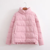 Slim Fit Rosafarbener Wintermantel mit Baumwollwattierung