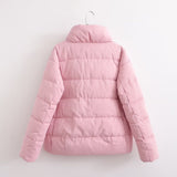 Slim Fit Rosafarbener Wintermantel mit Baumwollwattierung