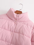 Slim Fit Rosafarbener Wintermantel mit Baumwollwattierung