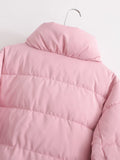 Slim Fit Rosafarbener Wintermantel mit Baumwollwattierung