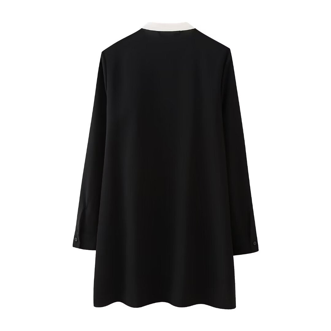 Autumn Laminated Decoration Shirt Dress
