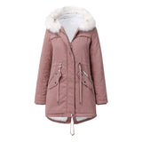 Velvet Cotton Warm Parka with Fur Collar