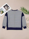 Multicolor Striped Contrast Hoodie Long Sleeve T-Shirt