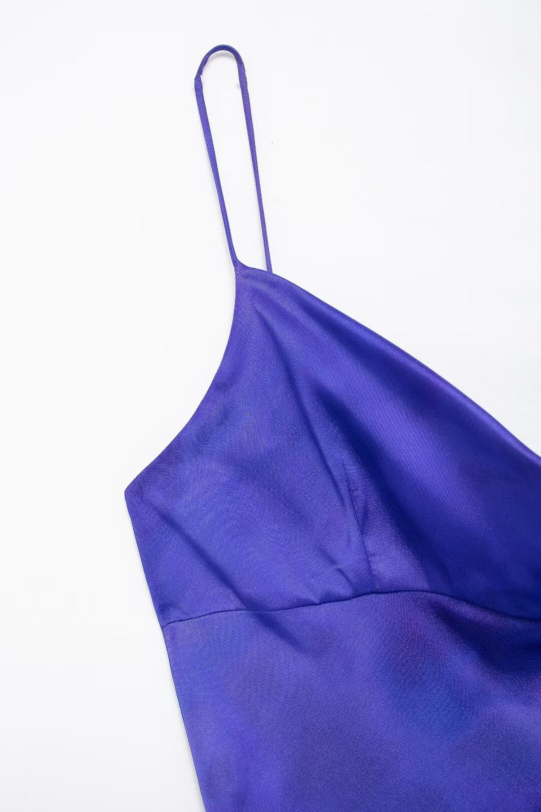 Blue Summer Satin Printed Maxi Cami A-Line Dress