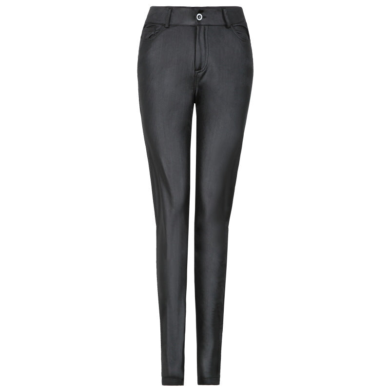Popular Solid Color Skinny Leather Pants
