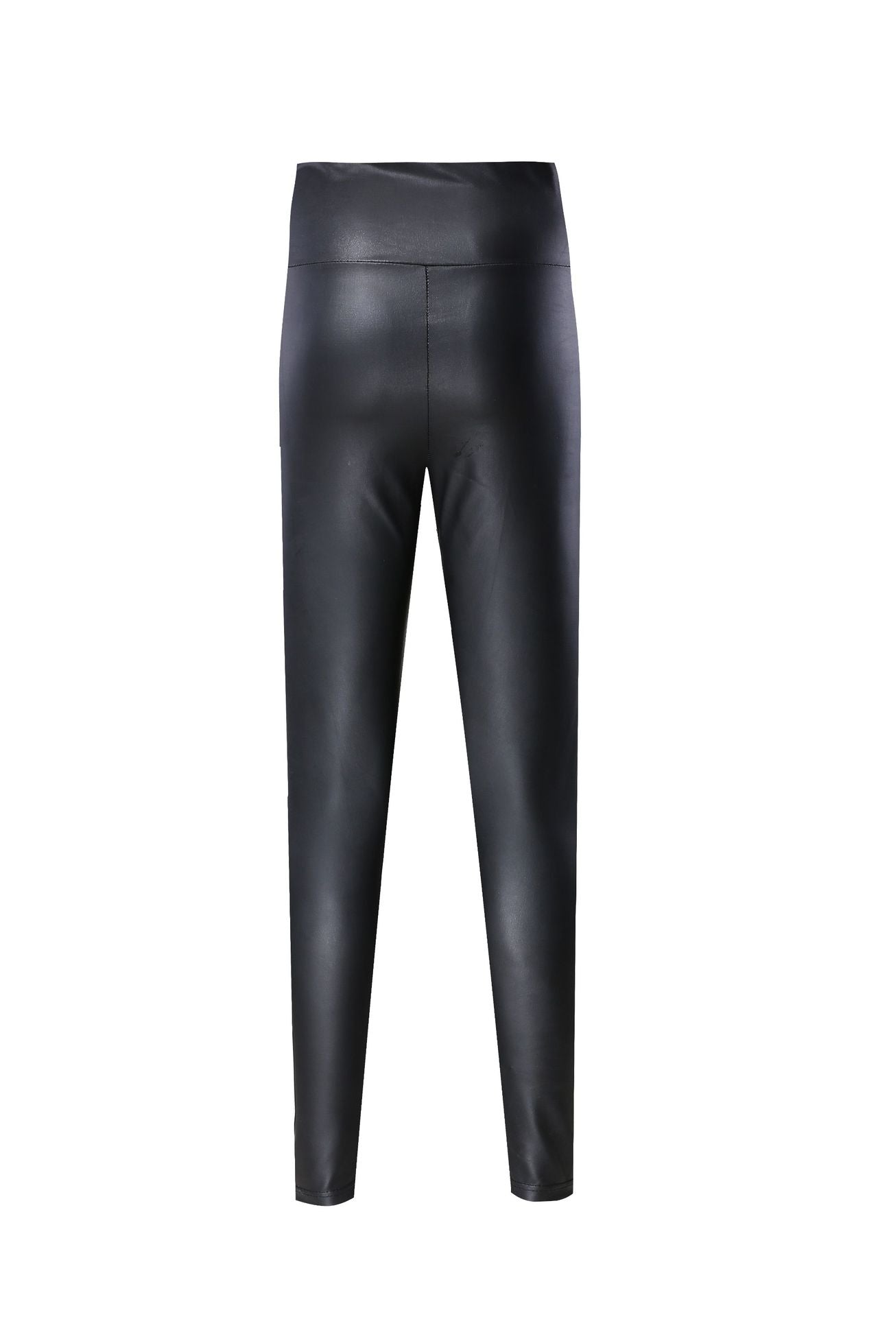 High Waist Leather Footed Black Pants