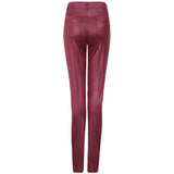 Popular Solid Color Skinny Leather Pants