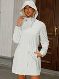 Manteau imperméable décontracté à manches longues avec chapeau