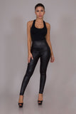 High Waist Leather Footed Black Pants