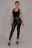 High Waist Leather Footed Black Pants