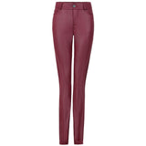 Popular Solid Color Skinny Leather Pants
