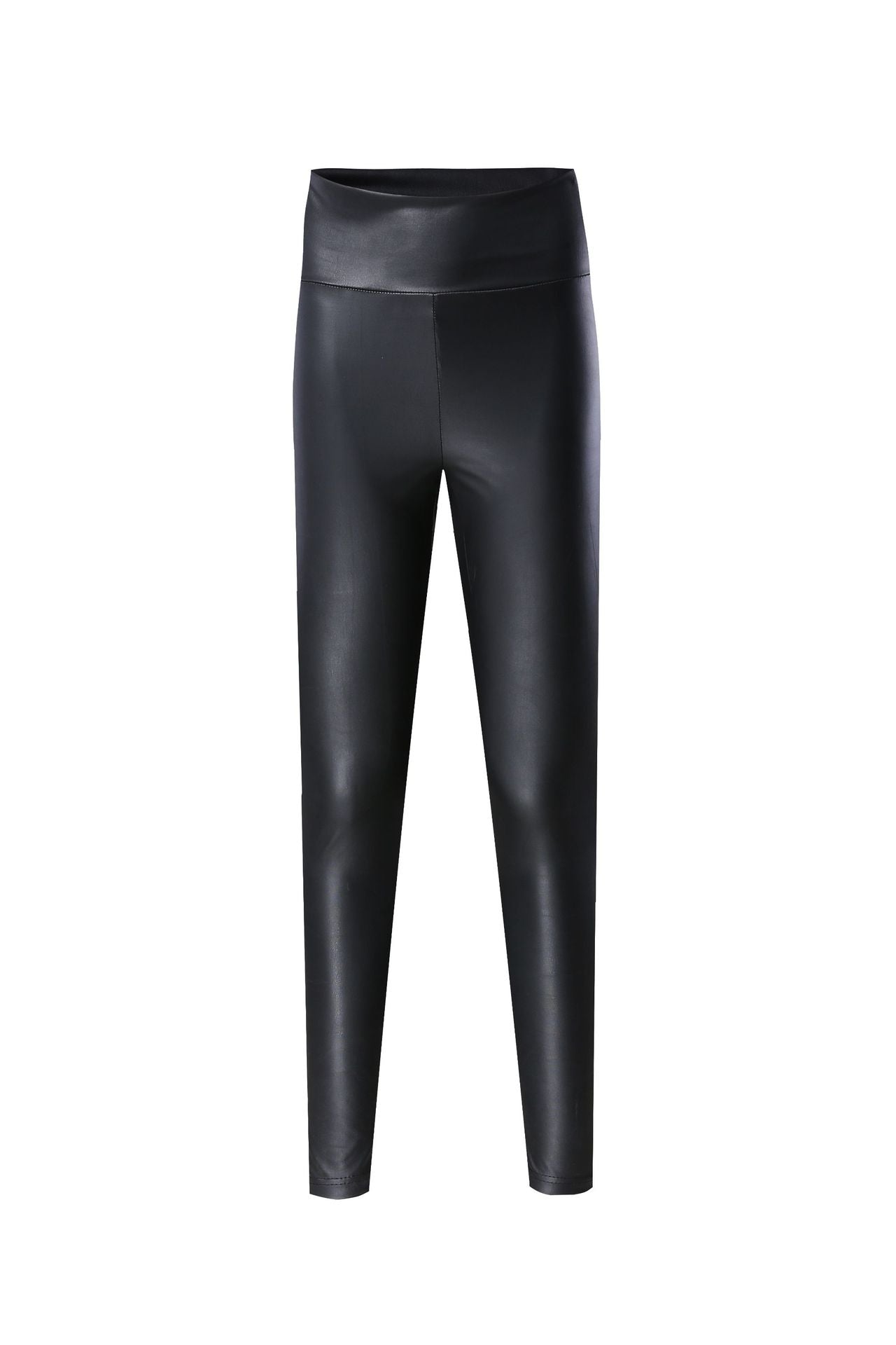 High Waist Leather Footed Black Pants