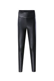 High Waist Leather Footed Black Pants