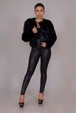 High Waist Leather Footed Black Pants