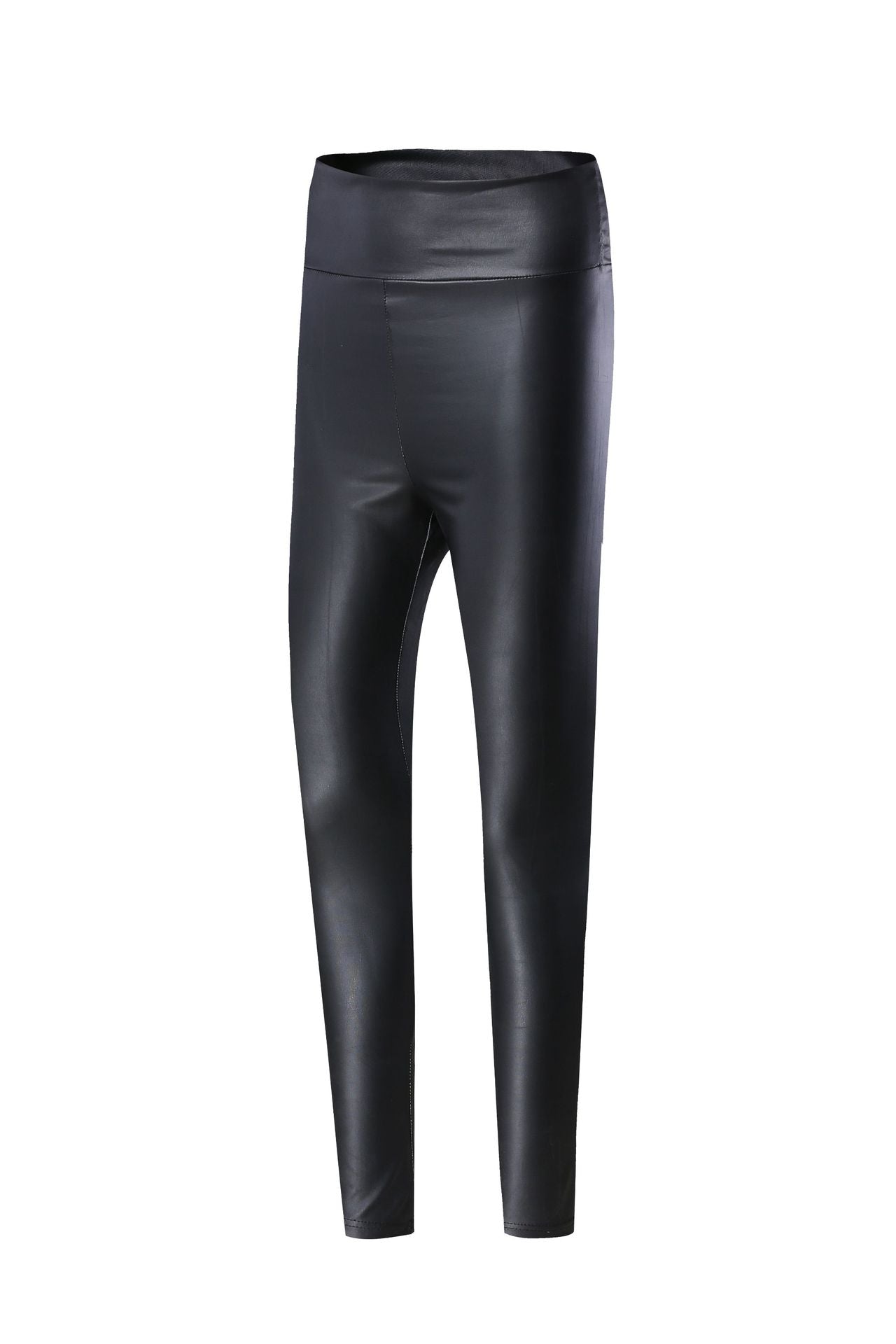 High Waist Leather Footed Black Pants