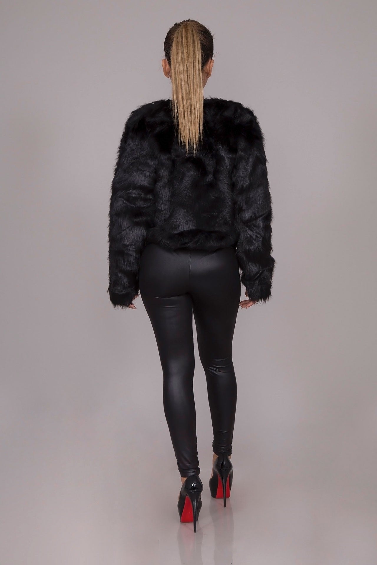 High Waist Leather Footed Black Pants