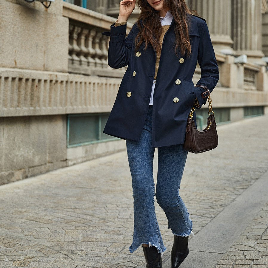 Mid-Length Waterproof Anti-Wrinkle Trench Coat