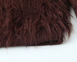 Women's Stand Collar Cardigan – Artificial Fur Effect Knitted Coat