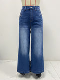 Retro Wide Leg Embroidered Jeans for Women