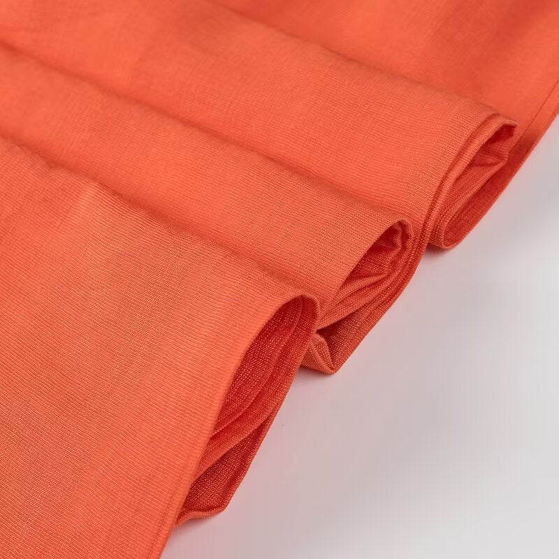 Women’s Orange Solid Color Sling Top & Trousers Suit
