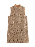 Classic Tweed Vest Dress with Heavy Sequin Embroidery