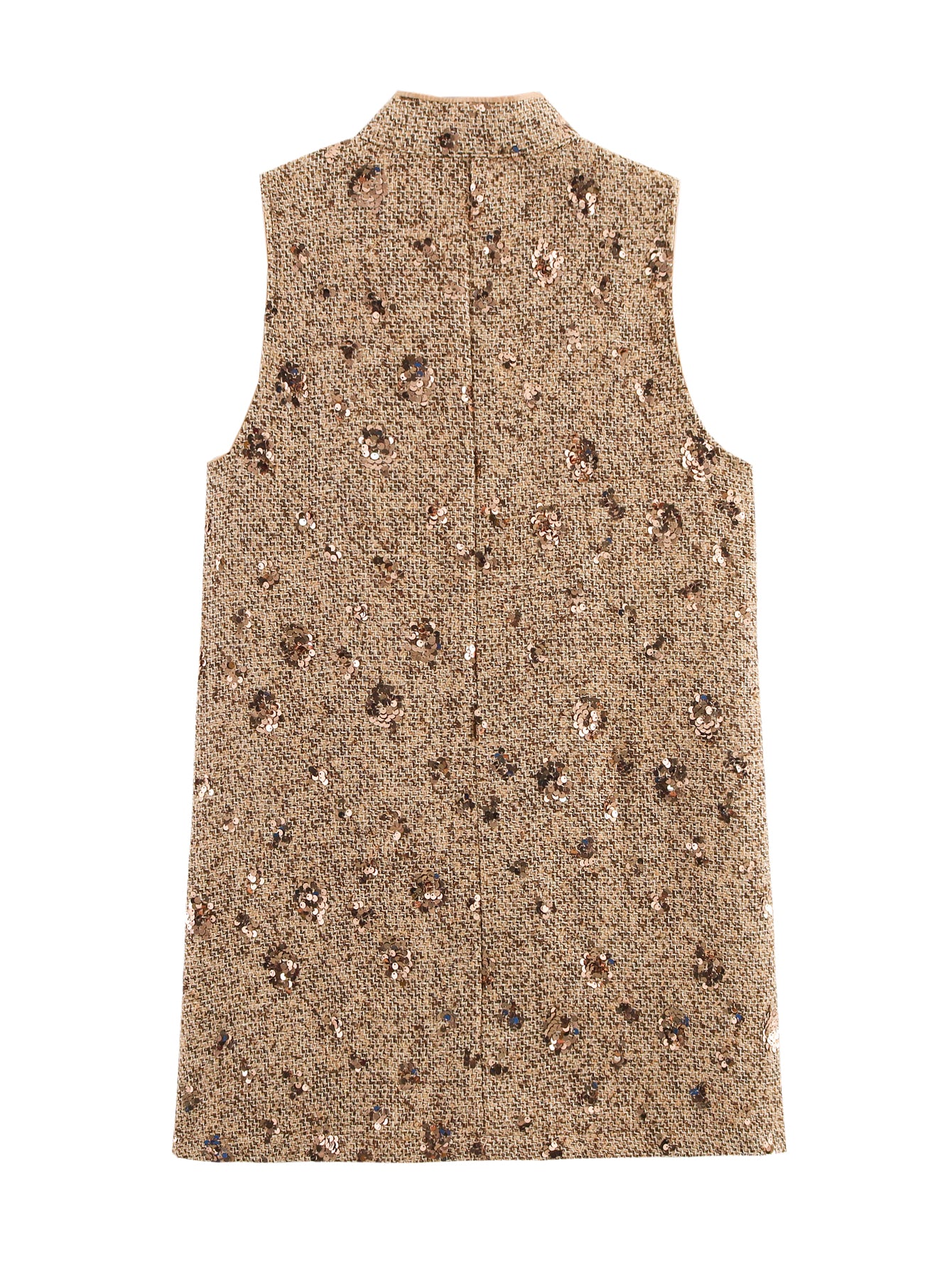 Classic Tweed Vest Dress with Heavy Sequin Embroidery