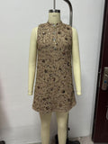 Classic Tweed Vest Dress with Heavy Sequin Embroidery