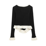Spring Knitwear Round Neck Solid Color Loose Pullover for Women