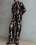 Women’s Animal Print Flocking Jacket Coat with Belt