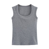 Women Knitted Exercise Sleeveless U Collar Pullover Vest