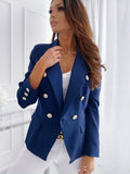 Einfarbiger, zweireihiger Blazer mit Stehkragen
