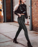 Plaid High Waist Leggings with Feet