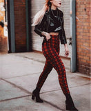 Plaid High Waist Leggings with Feet
