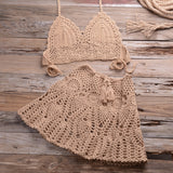 Häkel-Cutout-Bikini mit Faltenrock