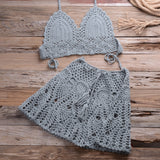 Häkel-Cutout-Bikini mit Faltenrock
