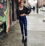 Plaid High Waist Leggings with Feet