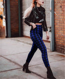 Plaid High Waist Leggings with Feet