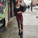 Plaid High Waist Leggings with Feet