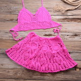 Häkel-Cutout-Bikini mit Faltenrock