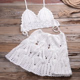 Häkel-Cutout-Bikini mit Faltenrock