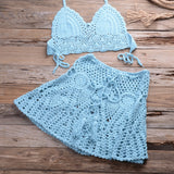 Häkel-Cutout-Bikini mit Faltenrock
