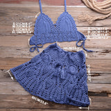 Häkel-Cutout-Bikini mit Faltenrock