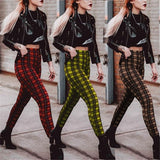 Plaid High Waist Leggings with Feet